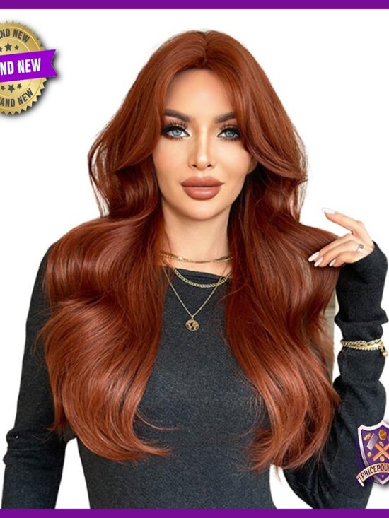 Long Voluminous Human Hair Wig with Curtain Bangs Glueless Daily Wear